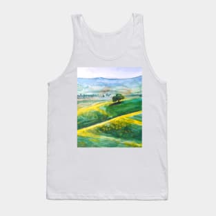 green and yellow landscape watercolor painting Tank Top